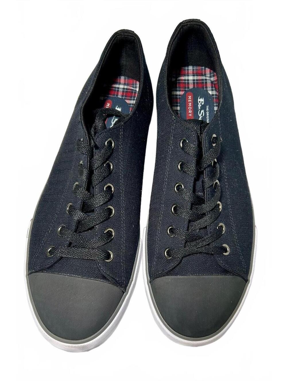 Ben Sherman Dorset Lo Men’s 9.5 Black Canvas Sneakers Memory Foam Lace Up